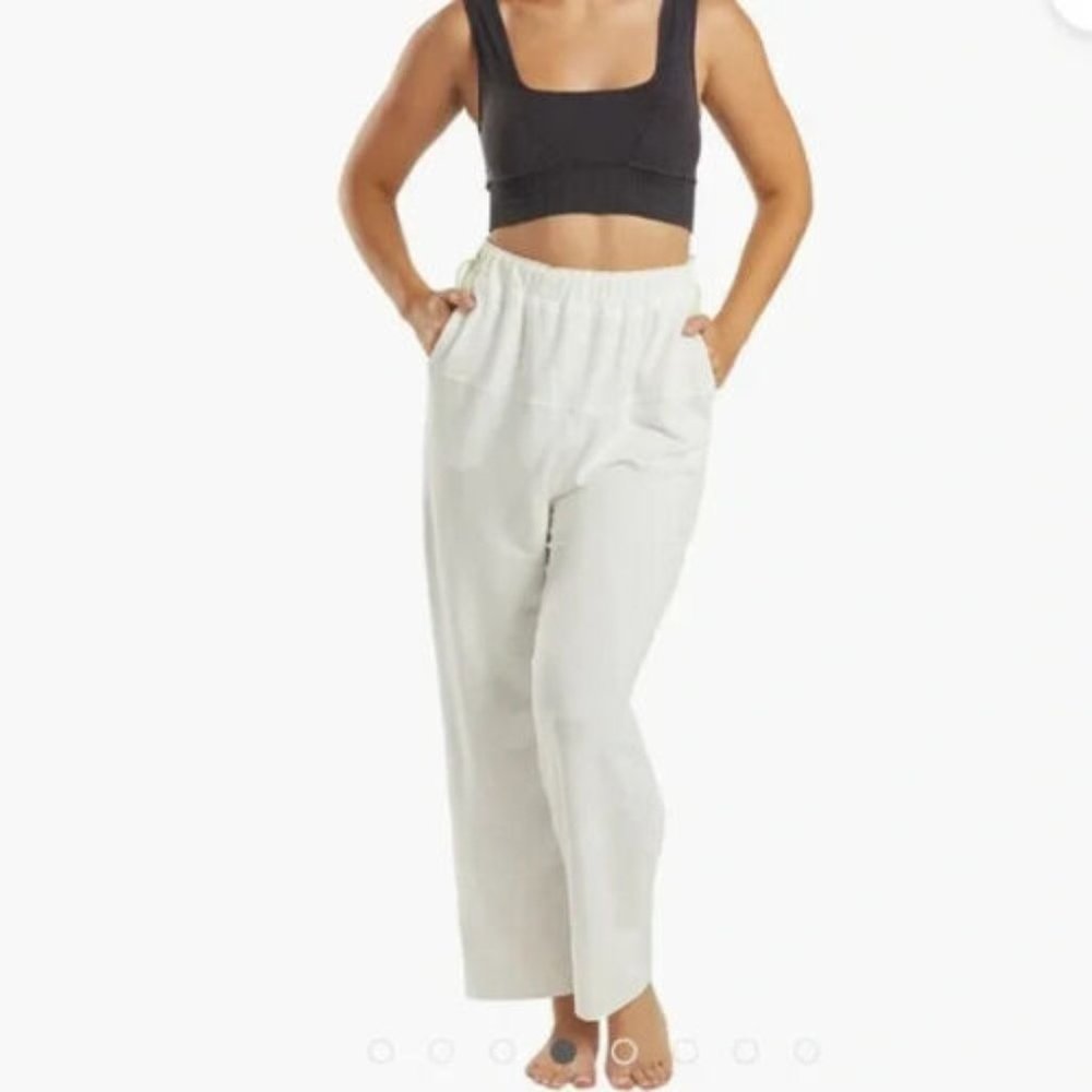 Free People Movement White High Waist Wide leg Cozy stretch Lounge Pants, sz S
